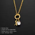 Stainless steel DIY necklace with letter X charm and crystal pendant in gold finish - Letter X