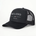 Cappellino trucker nero MILANO ITALIA con rete traspirante e cinturino regolabile - Regolabile / Tutto Nero