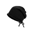 Gorro de punto negro suave con un delicado lazo lateral para el estilo de invierno - Negro