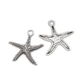 Starfish charms in antique silver finish showing front and back textures for DIY jewelry - Starfish Pendant (A5-329) / Antique Silver