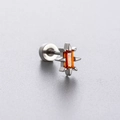 Titanium steel stud earring featuring an orange opal and starburst design with screw back - Orange Starburst Gemstone (A49-2#)
