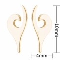Detail shot of gold abstract curved stud earrings with 10mm height measurement display - 157 Abstract Curve - Gold