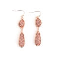 Rose gold Bohemian teardrop earrings featuring pink druzy crystals in a double layer design - Rose Gold Frame Pink (EA088-10玫瑰金)