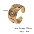 Detalle del anillo bañado en oro de 18k que muestra el ancho de 11mm y su peso - Abierto Ajustable / Dorado