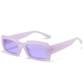 Fashionable rectangle sunglasses in lavender purple with gold rivet decorative accents - Jelly Purple Frame Purple Lens