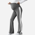 Dettaglio dei pantaloni yoga premaman con strisce laterali e supporto per la pancia - XL / Grigio Chiaro E Bianco
