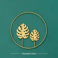 Golden iron wall decor with monstera leaves in circle, 24cm diameter for modern living room - Gold - Monstera Leaf / Diameter 24cm