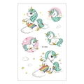 Waterproof unicorn tattoo stickers for kids featuring rainbows and hearts in pastel colors - EC-650 (Unicorn)