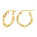 Minimalist twisted gold hoop earrings with mirror finish and stylish braided design - Classic Twisted Hoop Style (EH-340G) / Gold