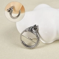 Silver wolf head stainless steel earring with 11.4mm inner diameter and scale texture - Wolf Head