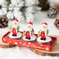 Set of 3 Santa Claus Christmas candles in a red gift box for festive table decoration - Santa Claus with Bell (Pack of 3)