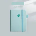 Portable A7 light green leather notebook with elastic closure and pen loop - A7 / 1 Pack - Leaf Logo / Light Green