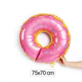 Detailed view of pink doughnut foil balloon 75x70 cm for birthday party decoration - Pink Donut