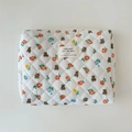 Quilted cotton makeup bag in white with cute bear and floral patterns and cloth label - Flower Bear