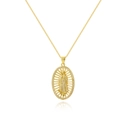 Collana con ciondolo Vergine Maria placcata oro con zirconi su sfondo bianco - Collana Vergine Maria con Zirconia (ZYN-DMK601G-A)