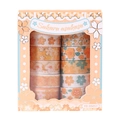 10-roll Sakura washi tape set in orange and cyan floral patterns for scrapbooking - Falling Sakura - Yellow