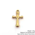 Gold stainless steel sun cross pendant with polished finish for DIY necklaces - Smooth Cross