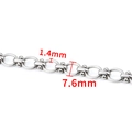 Chaîne à maillons en acier inoxydable argenté 1,4mm épaisseur et 7,6mm largeur pour bijoux - Chaîne Clip Barre Faite à la Main 7.6mm / Acier