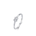 Minimalist S925 sterling silver ring with square clear gemstone in a four-prong setting - US Size 6 / Silver Square White Zirconia Ring (RHR649S-BAI)