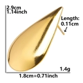 Polished gold teardrop stud earring in 304 stainless steel with size measurements - Smooth Teardrop Shape (D29) / Gold