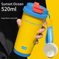 Insulated coffee mug 520ml in yellow and blue contrast with 316 stainless steel liner - Blue and Yellow Color Block (Ceramic Coating Liner)