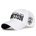 Berretto da baseball in mesh bianco con ricamo Boston e rete posteriore traspirante - Regolabile / Bianco