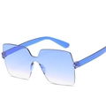 Frameless oversized square sunglasses with gradient blue lenses and transparent blue temples - Double Blue