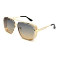 Gold steampunk sunglasses with gradient lenses and intricate metal mesh side shields - Gold Frame Gradient Green Yellow