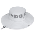 Men's outdoor wide brim sun hat in light grey with breathable mesh windows and chin strap - Adjustable / Light Gray