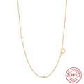 925 sterling silver necklace with gold letter D pendant and small diamonds - Gold-D