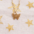 Collier avec pendentif papillon doré en acier inoxydable et une fine chaîne en O - Chaîne Lèvres / Papillon Doré Ajouré
