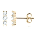 Elegant gold sterling silver stud earrings featuring three round moissanite stones - Three Diamonds Studs (Gold)