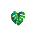 Groene Monstera blad emaille speld met gouden metalen rand op witte achtergrond - CZ1619-4 (Monstera Blad)