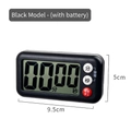 Schwarzer digitaler Küchen-Timer mit großem LCD-Display und magnetischer Rückseite - Klassisch-Schwarz (Inklusive Batterie)