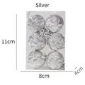 Silver woven texture Christmas balls set of 6 in clear box 11x8x4cm for holiday decor - Silver
