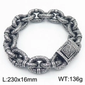 Bracciale a catena punk da 230mm in acciaio inossidabile con finitura martellata - Argento Retrò (KB184821-KJX)