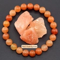 Handmade red aventurine beaded bracelet with natural raw stones in orange-red tones - Red Aventurine