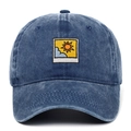 Gorra de béisbol de mezclilla lavada azul con bordado creativo de sol y nube - Azul marino