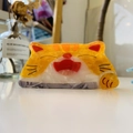 Simpatica pinza per capelli a forma di gatto in acetato giallo e bianco effetto marmo - Testa di Gatto Arancione / Circa 8,6 cm