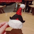 Sparkly red sequin Christmas hat hair clip with white plush pompom and black mustache design - Black Beard Hat Clip