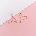 Hollow whale tail charms in rose gold finish with hanging loops for DIY jewelry - 1Pc Hollow Fish Tail 17x20mm