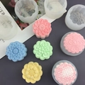 DIY flower shaped silicone mold for mooncakes and chocolates in various floral patterns - Style: Lotus Mooncake Mold (Set of 6)