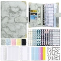 A6 budget binder set in grey marble PU leather with zipper envelopes and stickers - Grey Marble Pattern