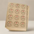 Runde Dankeschön Aufkleber aus Kraftpapier mit handmade with love Text und Herz - 7700# Kraft Handmade With Love / 12 Stk./Blatt