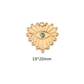 Gold evil eye heart pendant with blue gemstone and radial texture, 19x20mm size - Heart Evil Eye / Large