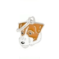 Jack Russell Terrier enamel charm pendant with silver metallic trim for keychains - 30 Jack Russell