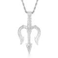 Men's silver titanium steel necklace featuring a trident pendant on a twisted rope chain - Steel Color Pendant (KP100618-HR)