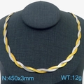 Two-tone woven titanium steel snake chain necklace in gold and silver finish, 450mm length - 3mm Necklace (KN281982-Z)