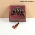 Green sandalwood scalp massage comb with 5 teeth in an elegant red silk gift box - Sandalwood - 5-Finger Ball (Gift Boxed)