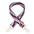 Adjustable wide shoulder strap for bags with colorful geometric zigzag pattern and gold clips - Blue White Rose Red Silver Buckle